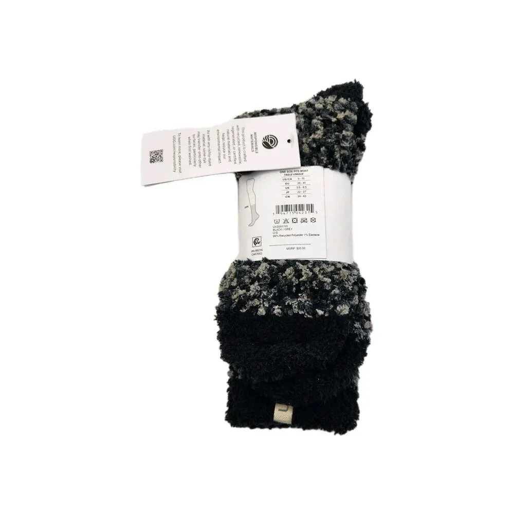 UGG Cozy Chenille Socks Crew Cut Black Grey Womens OS Soft Confetti Lounging NWT
